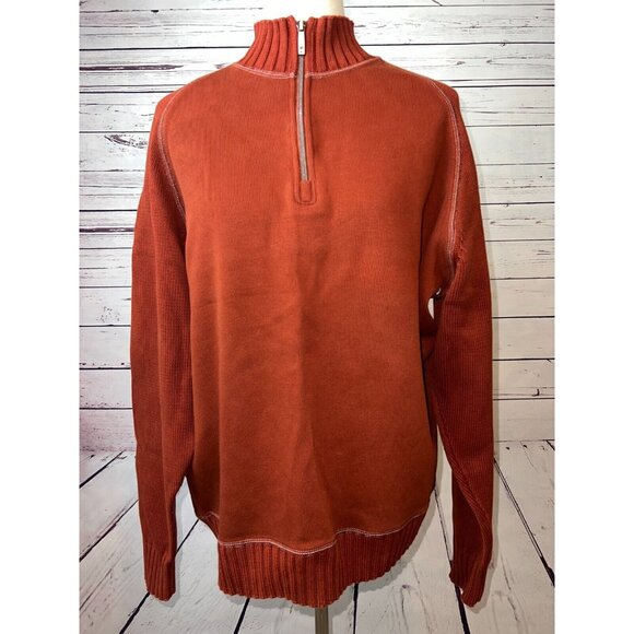NWOT Tommy Bahama Sweater Mens Half Zip size Large‎ Pullover Orange Cotton - Picture 9 of 11